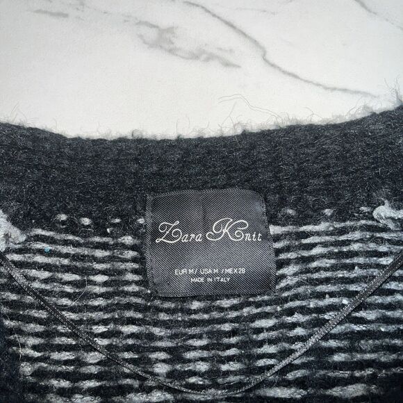 Lara Knit Cardigan Sweater Sz M Black Open Front Knit Mohair Blend Made in Italy - Picture 2 of 16